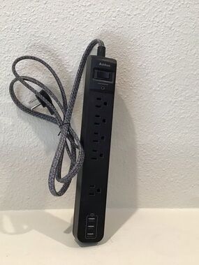 Black Power Strip with USB Charging Ports